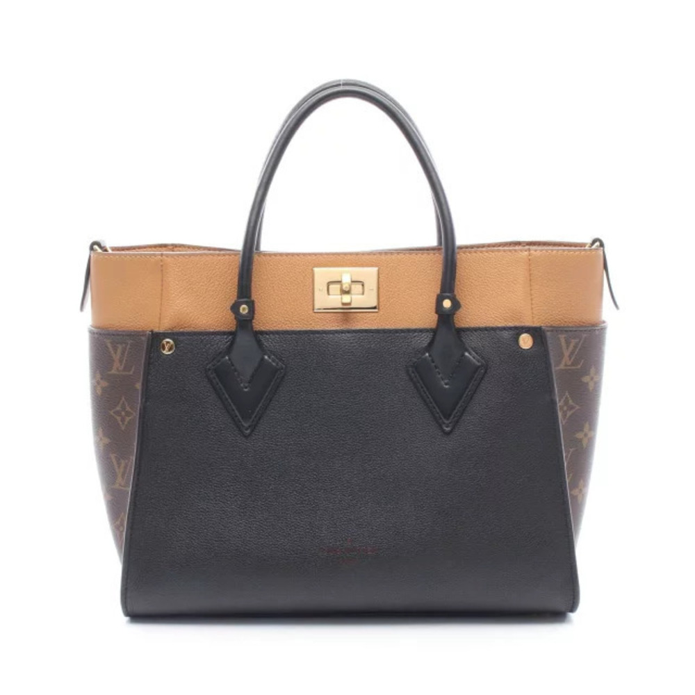 Louis Vuitton On My Side Monogram Noir Black Handbag Leather Canvas Black Brown